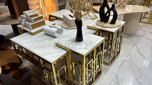 Elegant Gold  Marble top coffee Tables Set. 4+1