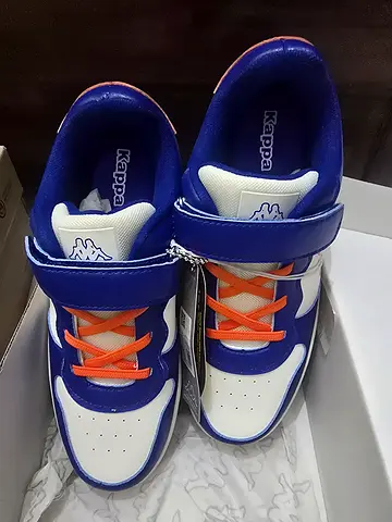 New Kappa Boys Sports Shoes Low Top Sneakers Royal Blue White Combi