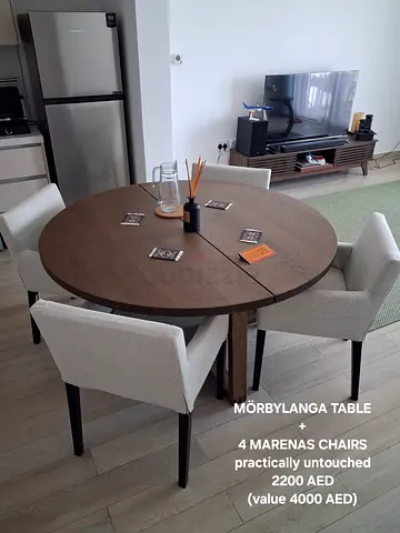 MÖRBYLANGA WALNUT TABLE + 4 MARENAS CHAIRS