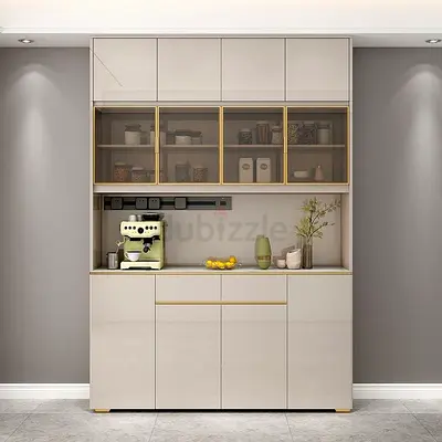 Modern Kitchen Cabinet with Stylish Gold Accents