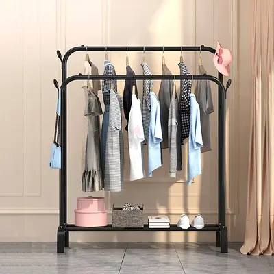 Clearance Sale 50% OFF-Heavey Duty Double Iron Rod Clothing Hanging Rack.