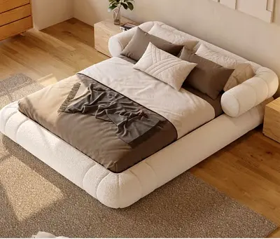 Modern stylish king size boucle fabric bed