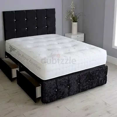 Elegant Black Upholstered Bed with Storage