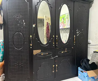 Sturdy Vintage Wardrobe with Mirror
