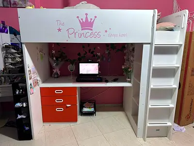 Kids bed with workspace