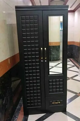 Elegant Black Wardrobe with Mirror