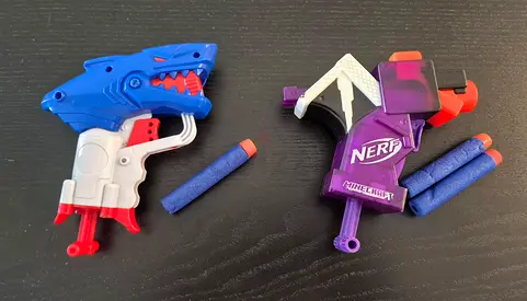 Nerf Blaster Set - Shark and Purple Dart Guns