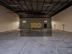 Warehouse for rent in Umm Al Quwain, in the industrial area, equipped with a strong floor and high c