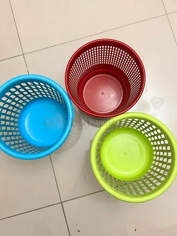 Colorful Plastic Dustbins - Set of 3