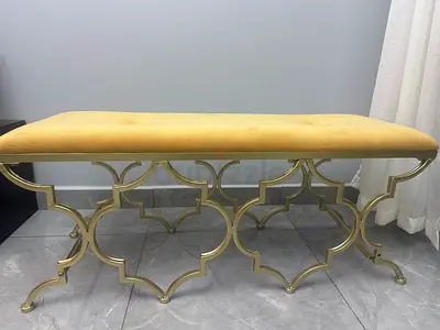 Elegant Gold and Yellow Velvet Bench