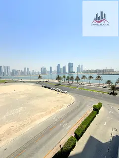 Sharjah, Al Khan, Beach Tower 2: One bedroom, living room, kitchen, two bathrooms, balcony, and mai