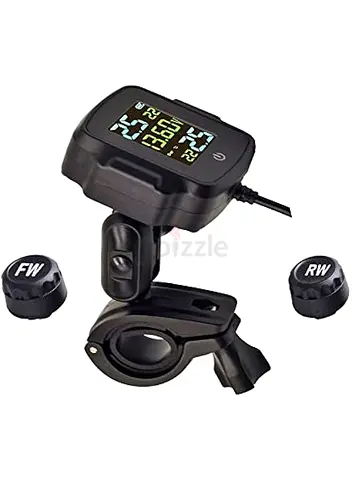 Tire Pressure Detector Motorcycle Tire Pressure Monitor Monitoring System with 2 Waterproof