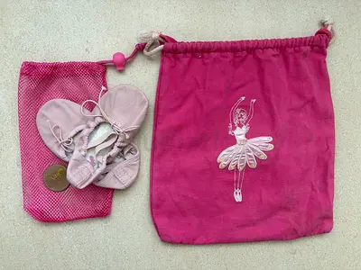 Ballet Shoes in Mesh Bag with Ballerina Bag - Only Worn Once!