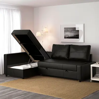 Stylish Black Sofa Bed with Storage