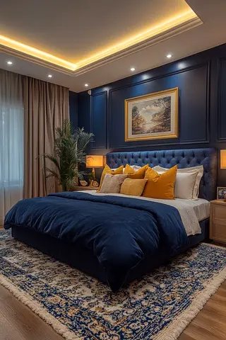 Elegant Blue Velvet Bed  Cozy Decor for Sale!
