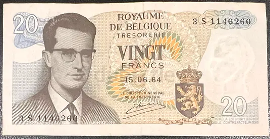 Banknote Belgium 20 franc -1964