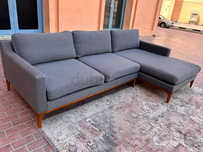 Perfect Condition West Elm L Shape Sofa dark gray