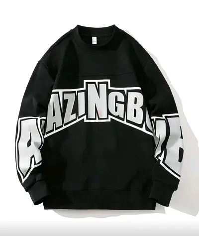Trendy Black Sweatshirt with Bold Graphics