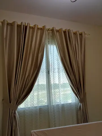 Elegant Cream Curtains with Sheer Overlay