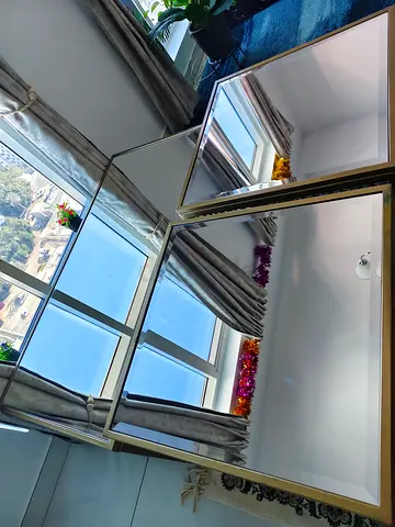 Coffee table set of 3 mirror top and bronze