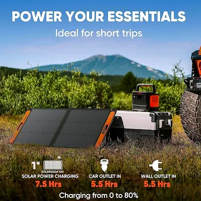 Jackery SolarSaga 100W Bifacial Portable Solar Panel for Explorer 240/300/500/1000/1500 Power Statio