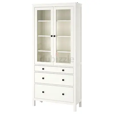 IKEA White Display Cabinet with Glass Doors