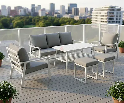 Stylish High Quality Outdoor Patio Aluminium Furniture Set with Big Table