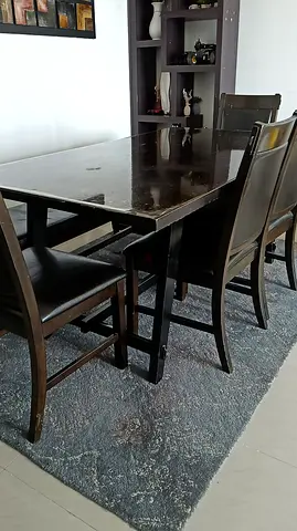 Big  Specious dining table - 4 chairs with Bench leather