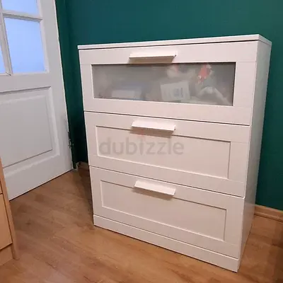 Modern White Three-Drawer Chest