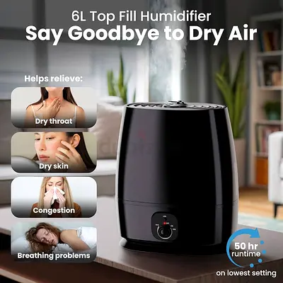 verlasting Comfort Cool Mist Humidifier for Bedroom 6L