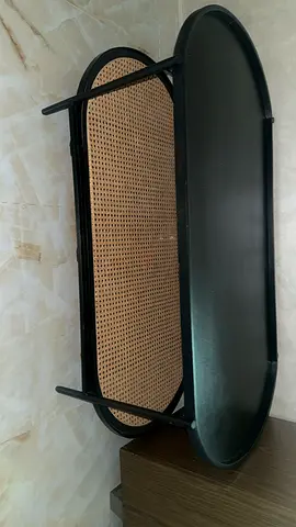 Elegant Oval Serving Tray with Cane Detail