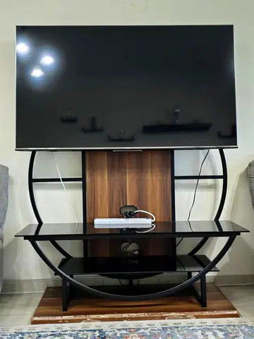 Modern Entertainment Center TV stand Only and tempered glass Shelves