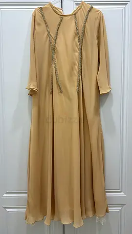 Elegant Beige Abaya with Beautiful Embellishments