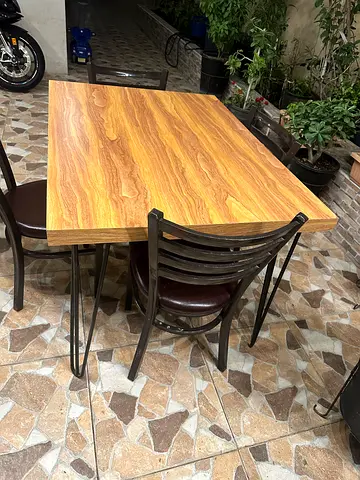 Sturdy Wooden Dining Table with Metal Frame