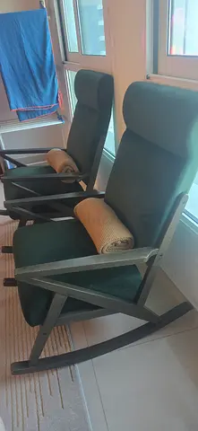 Elegant Green Upholstered rocking Armchairs for Sale