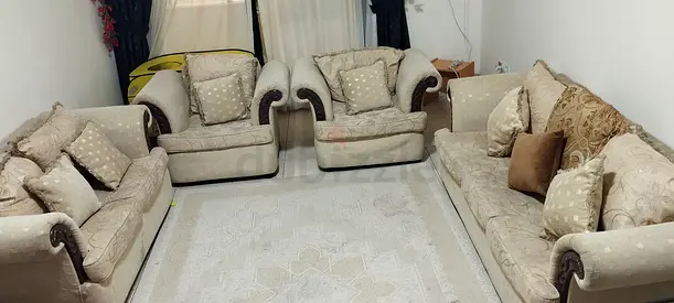 Elegant Living Room Sofa Set with Rug