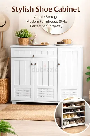 Modern Wooden Shoe Cabinet – 3Door Shoe Organizer For Home