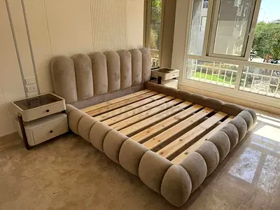 Elegant Modern king Bed with Nightstands
