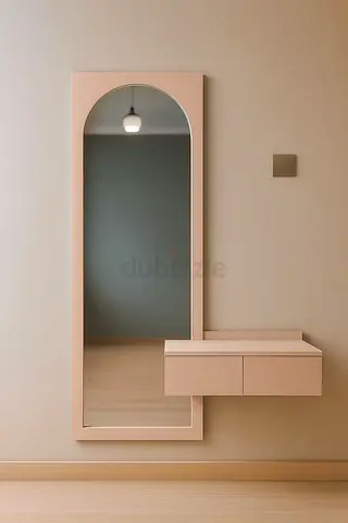 Custom-Made Stylish Wall-Mounted Mirror with Storage Shelf