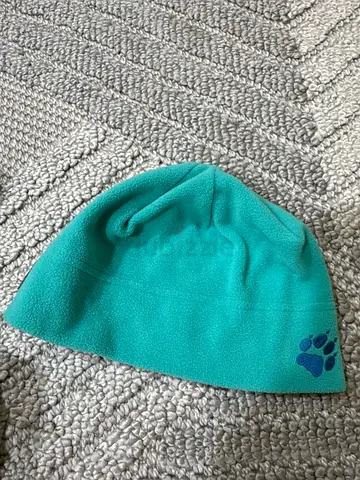 Cozy Aqua Blue Hat with Paw Print