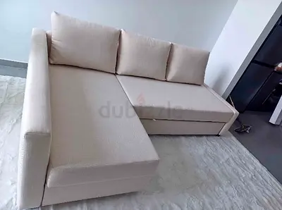 Comfortable Beige L-Shaped Sofa bed with Storage
