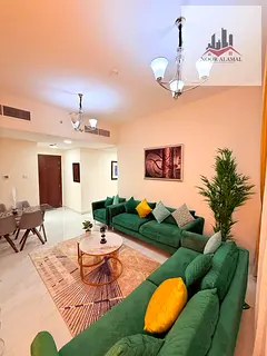 Sharjah, Al Taawun area, first occupancy apartment, one bedroom, living room, kitchen, two bathrooms