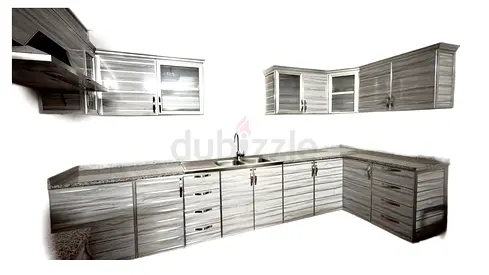 Aluminum Grey Modern Kitchen Cabinets Set أثاث مطبخ المنيوم حديث