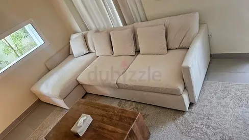 CrateBarrel Lounge Deep feather filled L Shape Sofa Beige