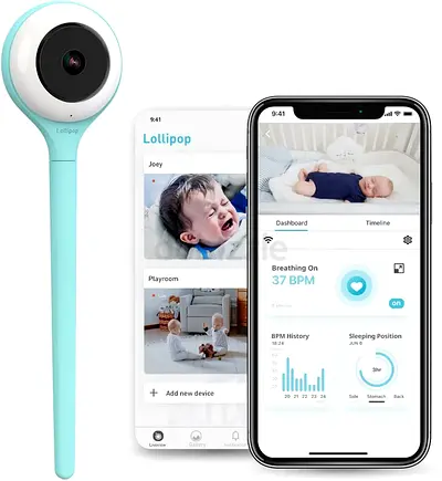 Lollipop Baby Camera with True Crying Detection, Smart Baby Monitor with Camera and Audio with Two W