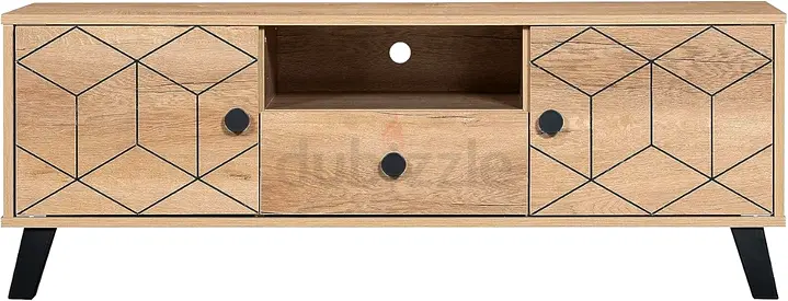MOHAMMAD AZIM FURNITURE Stylish Wooden TV Unit with Geometric Design MAF-TV-113-120CM HEAVY DUTY