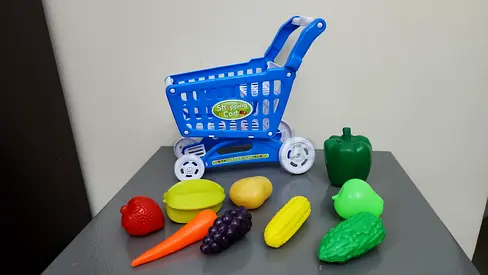 Kids Shopping Cart with Food Toys