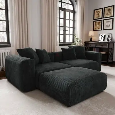 Cozy Modern Dark Grey Sofa with Cushions