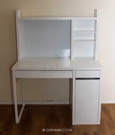Stylish White Study Desk with Storage