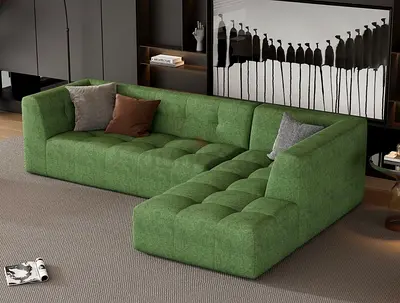 Stylish Green L-Shaped Sofa for Sale